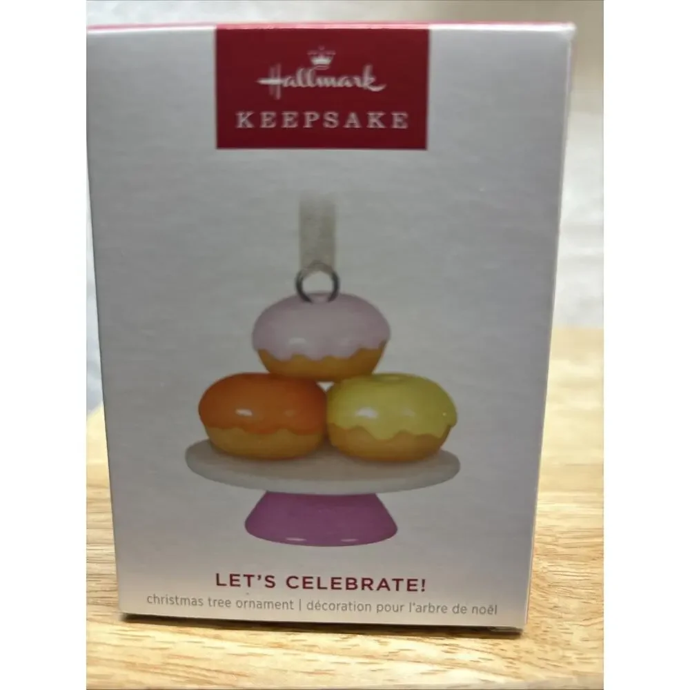 Hallmark Keepsake 2024 LET'S CELEBRATE Mini Porcelain Donut Ornament NEW